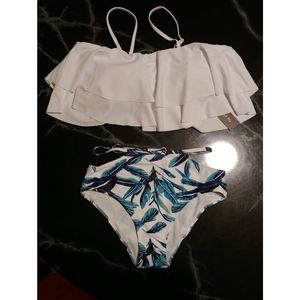 off shoulder ruffle swimsuit TOP